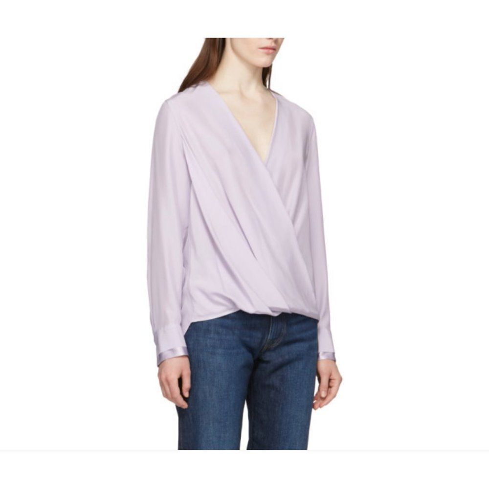 Rag & Bone Victor Silk‎ Wrap Blouse Lilac Size XS High Low Hemline